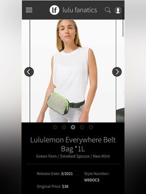 BUNDLE Lululemon Everywhere Belt Bag 1L - Neo Mint & Green Fern AND Key Chain